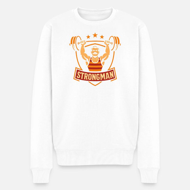 Zirkus-Kraftprotz Lustiger Kinderzirkus - Männer Premium Bio Pullover - Weiß