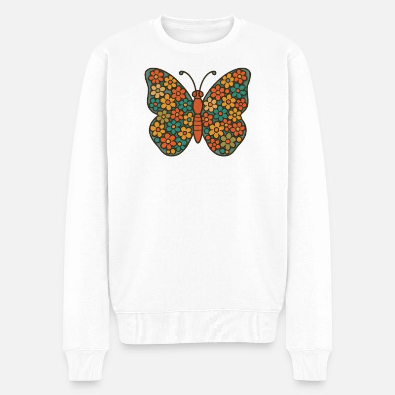 Blütenflügel Schmetterling - Männer Premium Bio Pullover - Weiß