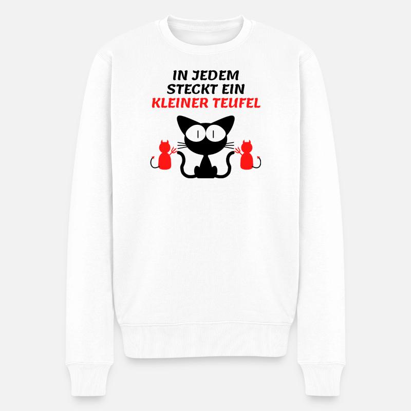 cat - Männer Premium Bio Pullover - Weiß