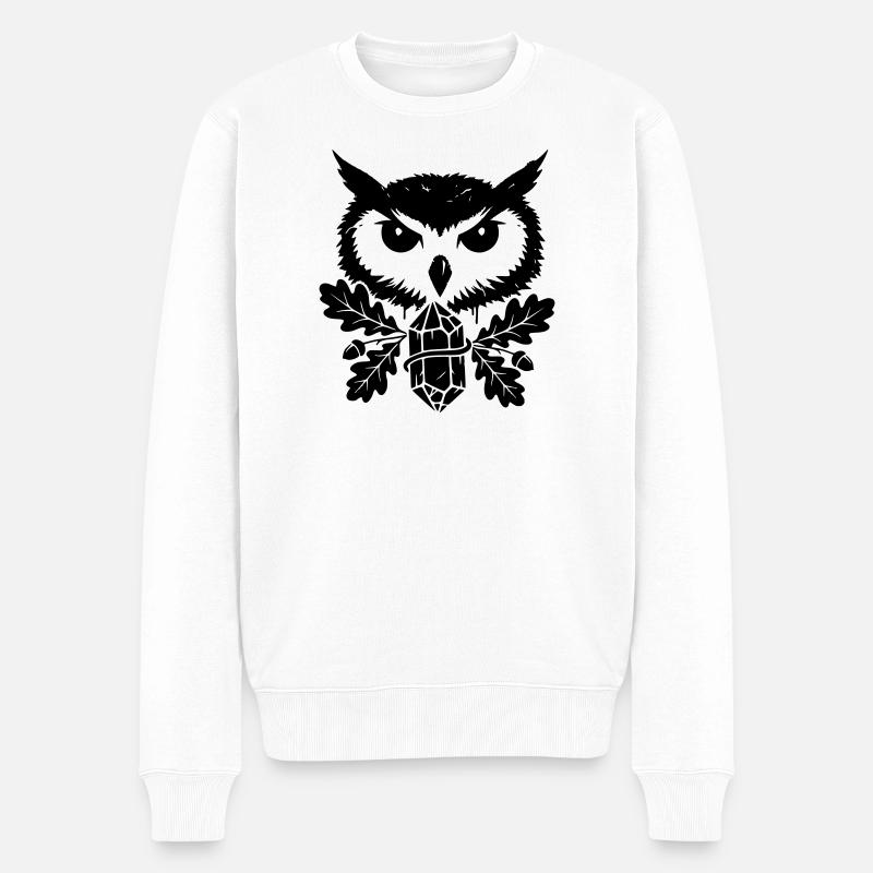 Fantasy Eule Kristall Tattoo - Männer Premium Bio Pullover - Weiß