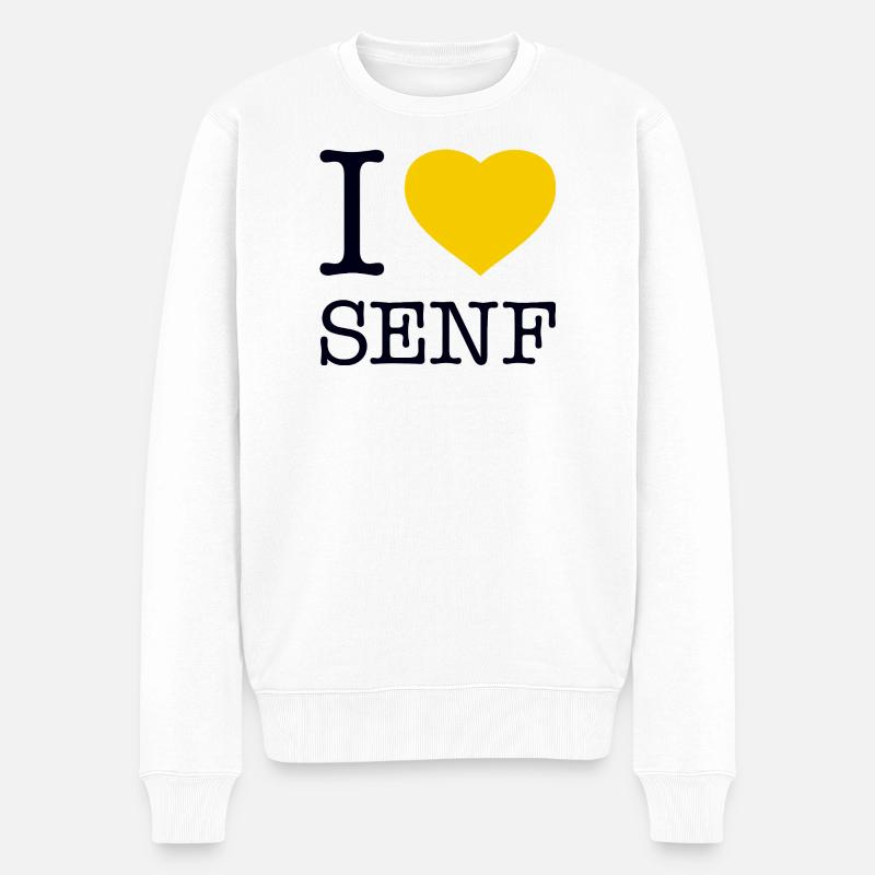 I love Senf - Männer Premium Bio Pullover - Weiß