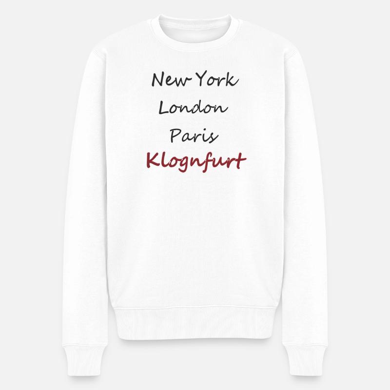 Städte in Handschrift: NY bis Klagenfurt - Männer Premium Bio Pullover - Weiß