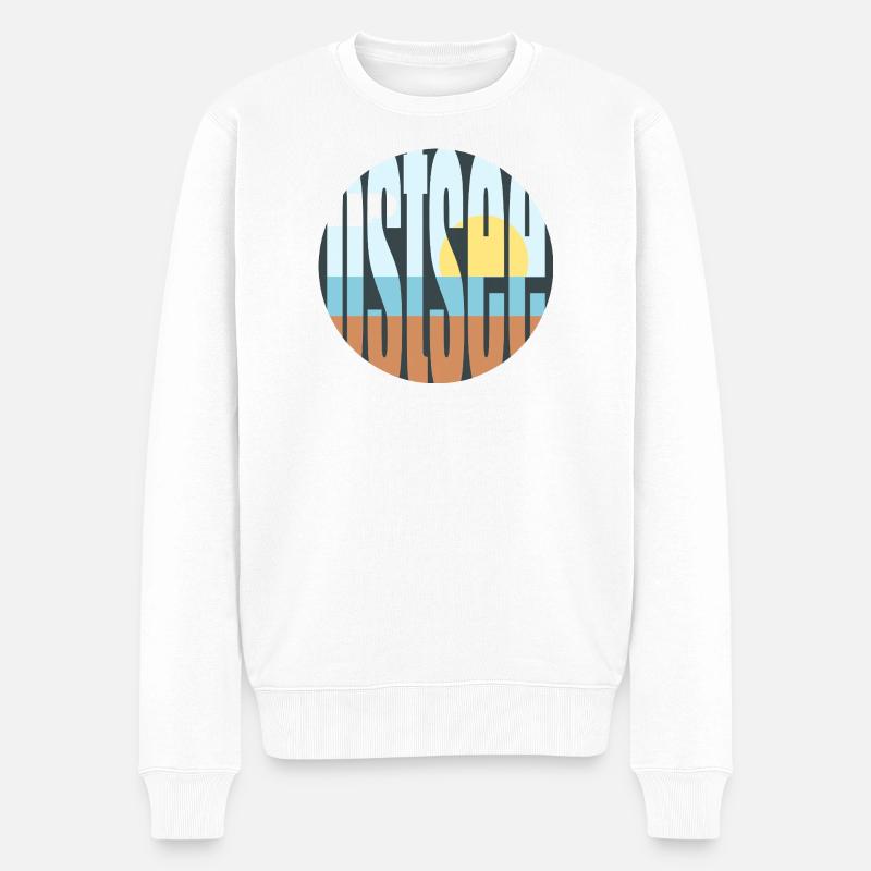 Ostsee - Sonnenstrand Typo am Strand - Männer Premium Bio Pullover - Weiß
