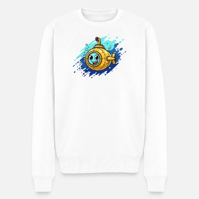 Kunterbuntes Uboot Cartoon - Männer Premium Bio Pullover - Weiß
