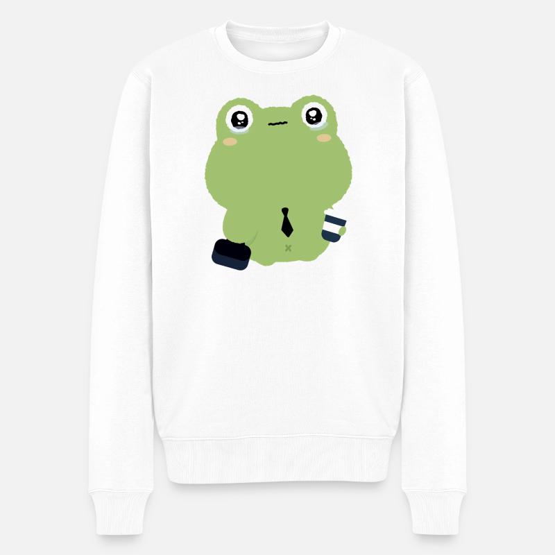 Grenouille fatiguée en cravate - Pull Premium bio Homme - blanc