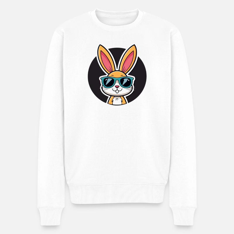 Solarbunny mit blauer Brille - Männer Premium Bio Pullover - Weiß