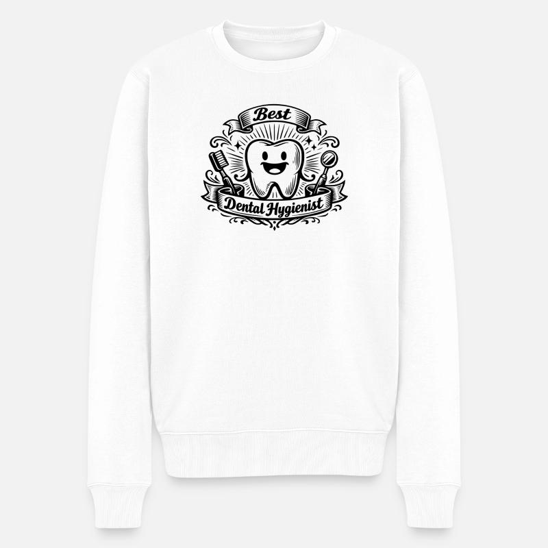 Beste Dentalhygienikerin - Männer Premium Bio Pullover - Weiß