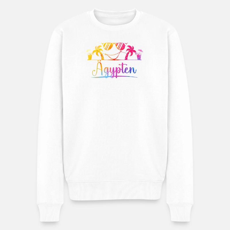 Ägypten Tropenstrand Palmen - Männer Premium Bio Pullover - Weiß