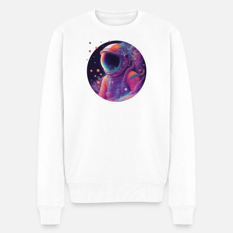 Neonastronaut im Farbraum - Männer Premium Bio Pullover - Weiß