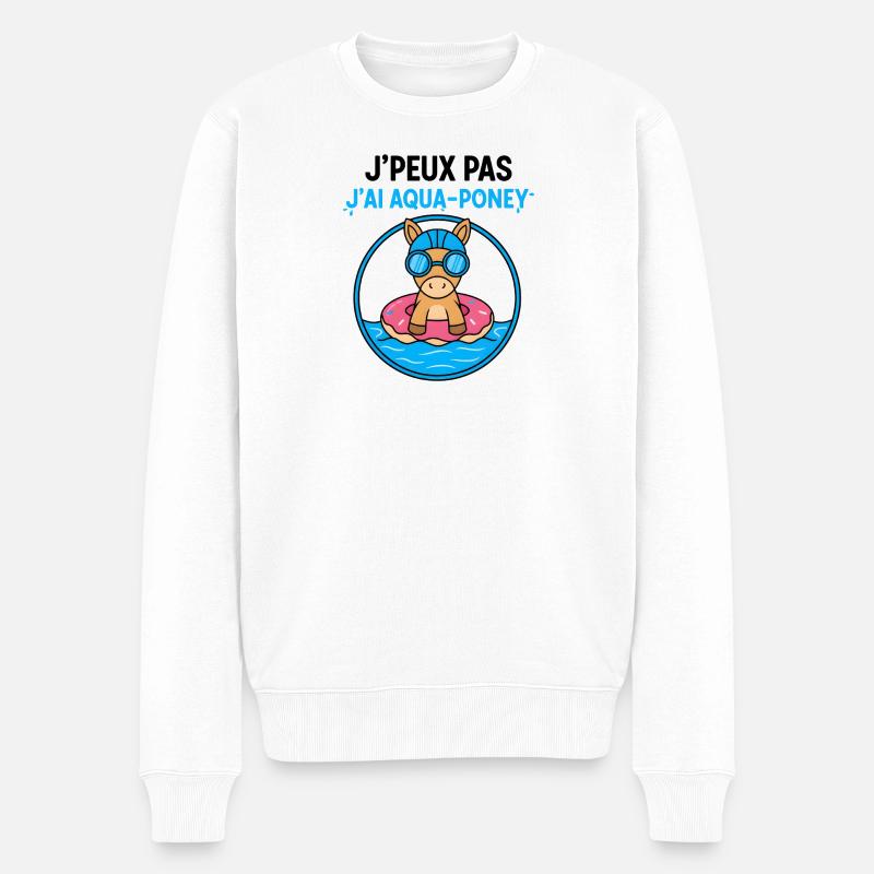Aqua-Poney sur Bouée Donut - Pull Premium bio Homme - blanc