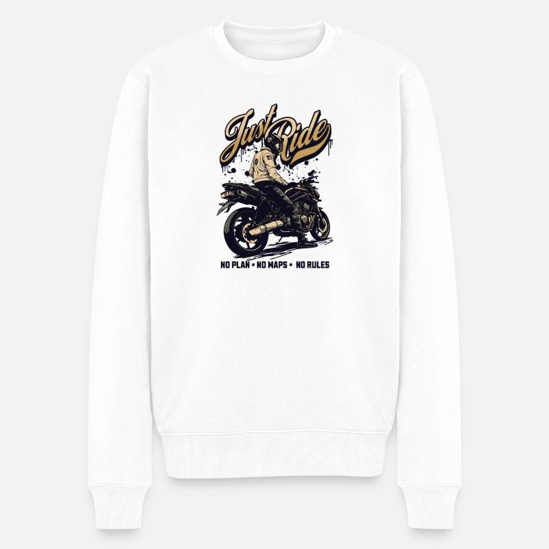 Fahr einfach Moto Rebel ohne Regeln - Männer Premium Bio Pullover - Weiß