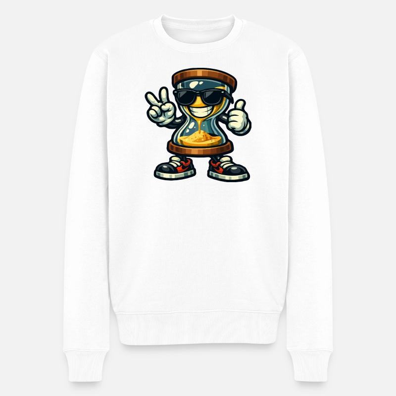 Sanduhr mit Sonnenbrillen-Vibes - Männer Premium Bio Pullover - Weiß
