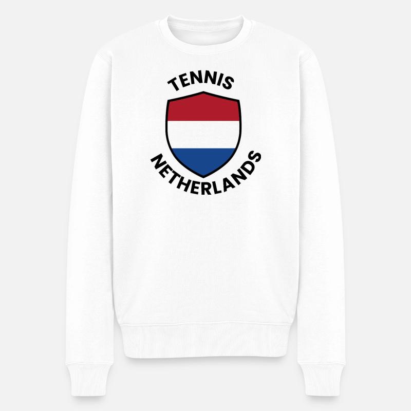 Tennis Netherlands Shield - Männer Premium Bio Pullover - Weiß