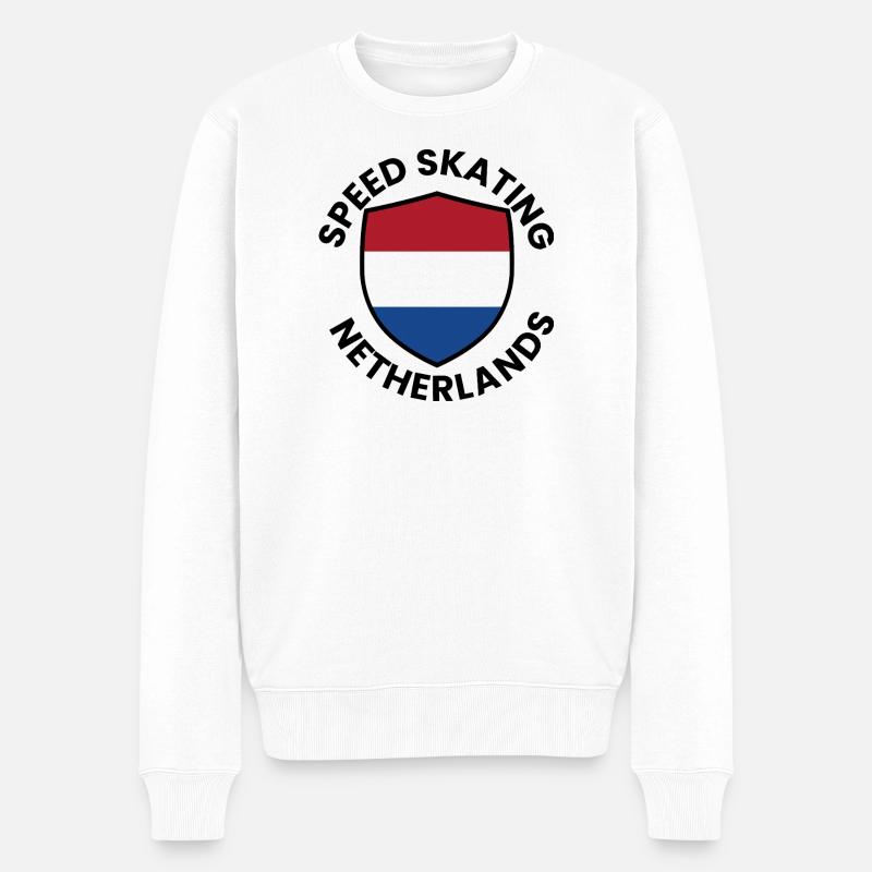 Speedskate Netherlands Shield - Männer Premium Bio Pullover - Weiß