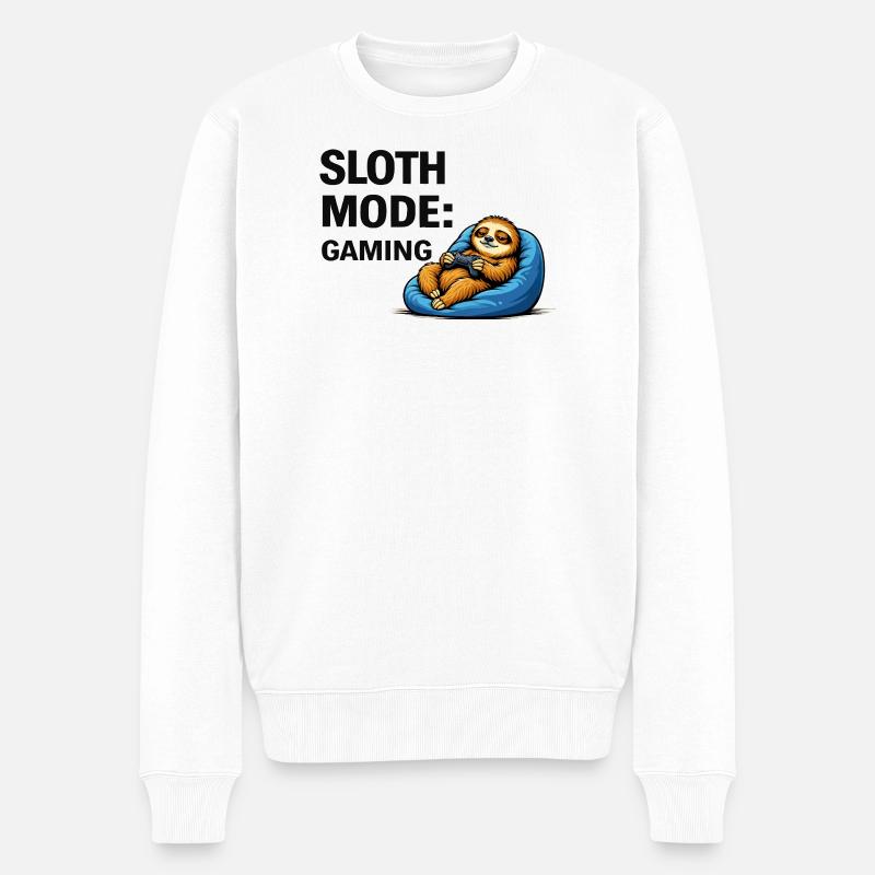 Sloth-Modus-Gaming - Männer Premium Bio Pullover - Weiß
