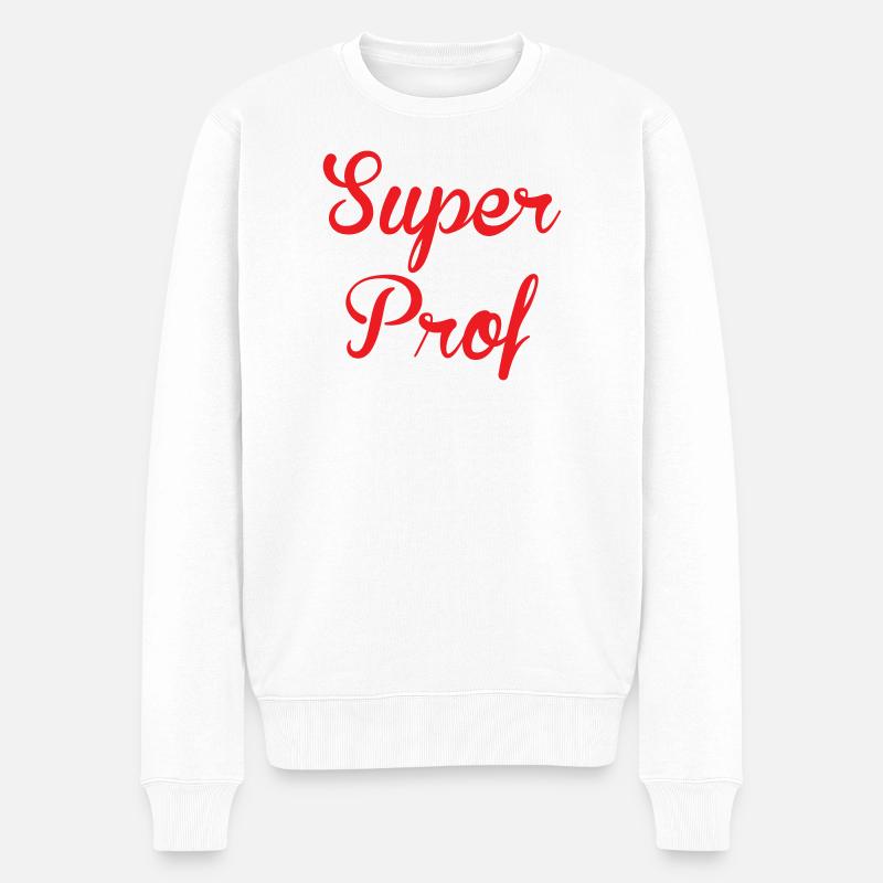 Superlehrerin: Elegantes Design der Lehrer! - Männer Premium Bio Pullover - Weiß