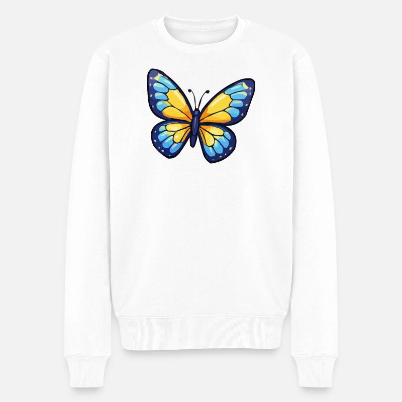 Papillon Bleu-Jaune - Pull Premium bio Homme - blanc