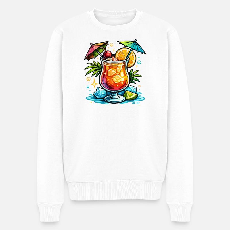 Tropischer Cocktail Popart - Männer Premium Bio Pullover - Weiß