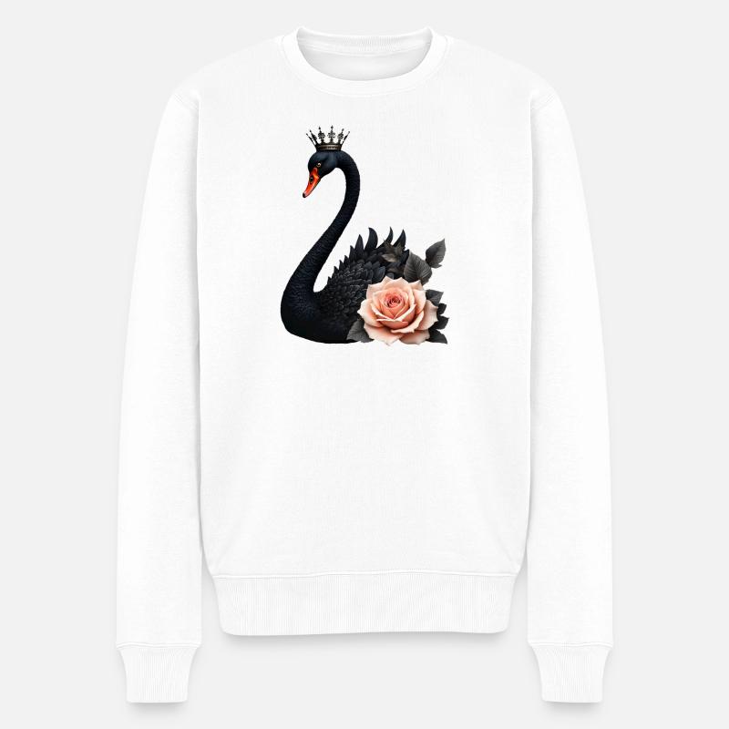 Cygne noir couronné de rose - Pull Premium bio Homme - blanc