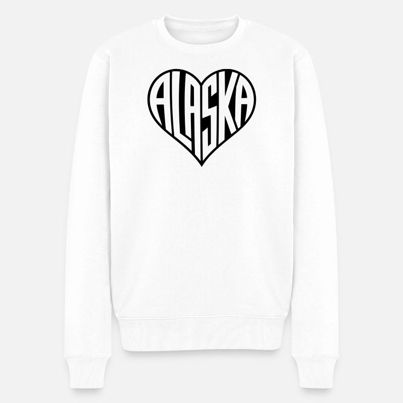 L’Alaska en lettres de cœur - Pull Premium bio Homme - blanc