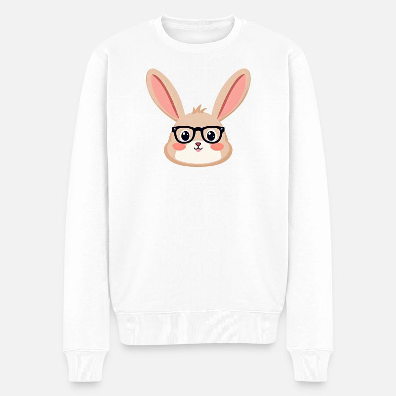 Kaninchen mit Brille - Männer Premium Bio Pullover - Weiß