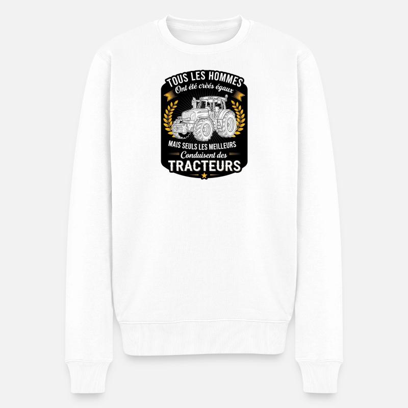 Beste Traktorfahrer - Männer Premium Bio Pullover - Weiß