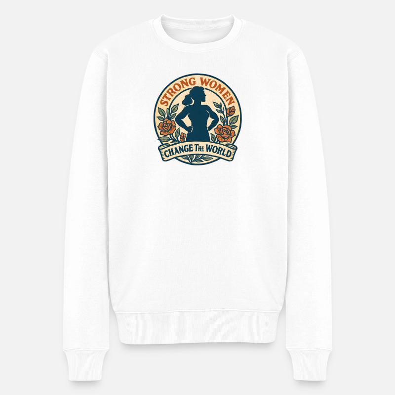 Femme forte – Changement du monde - Pull Premium bio Homme - blanc
