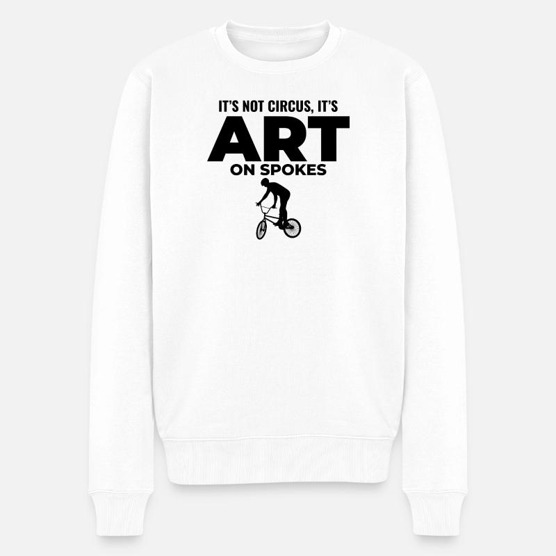 Künstlerische Radfahrkunst - Männer Premium Bio Pullover - Weiß