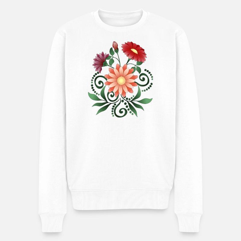 Blumen - Männer Premium Bio Pullover - Weiß