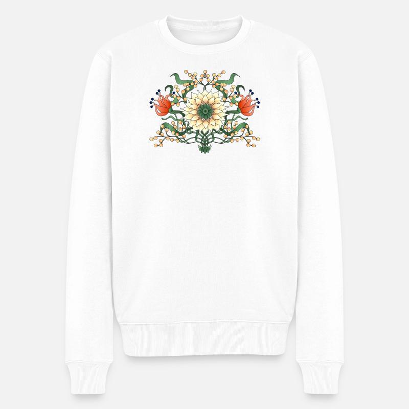 Blumen - Männer Premium Bio Pullover - Weiß