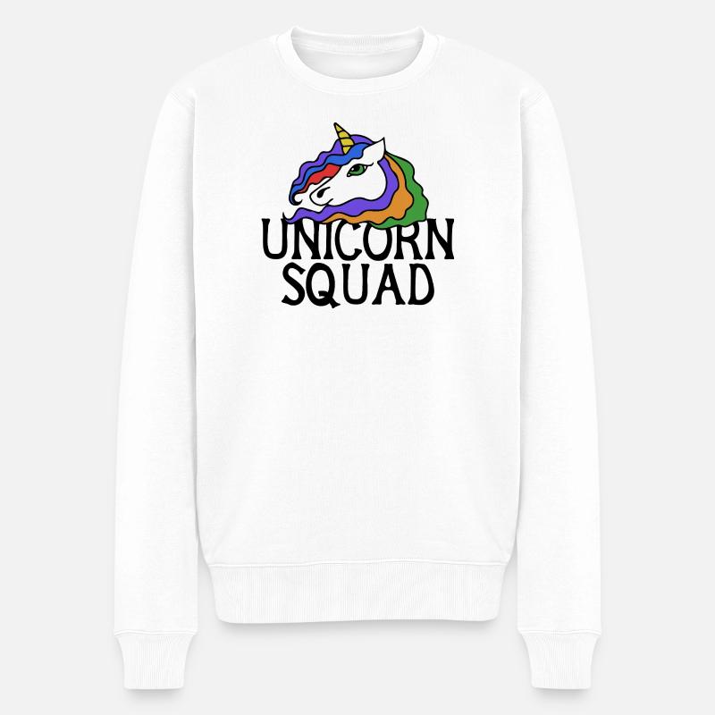 Regenbogen-Einhorn-Porträt - Männer Premium Bio Pullover - Weiß