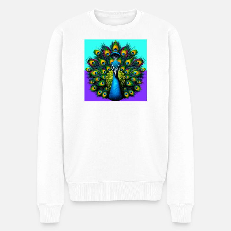 Pfau - Männer Premium Bio Pullover - Weiß