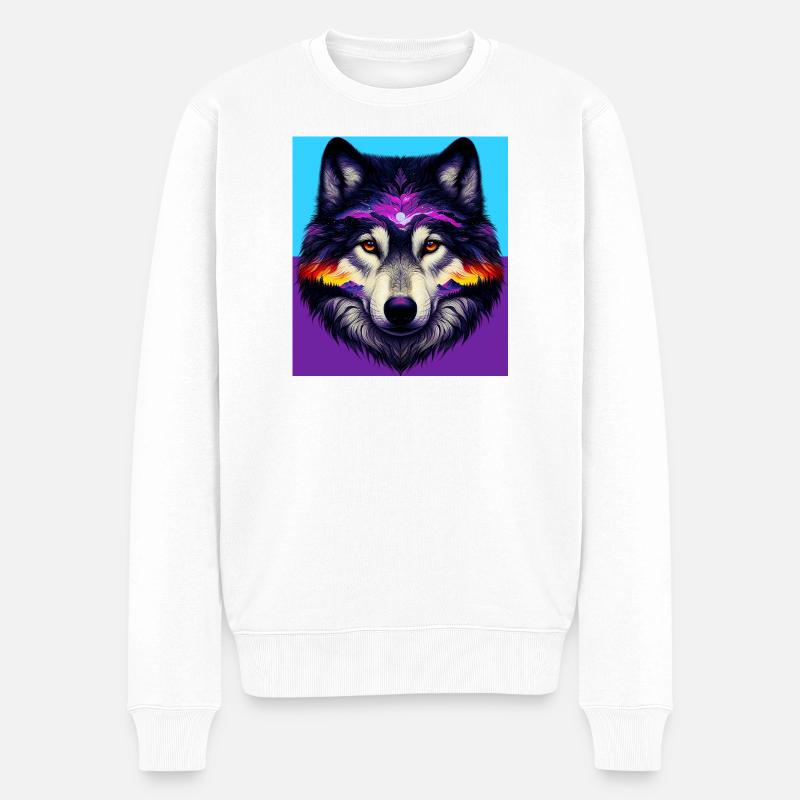 Wolf - Männer Premium Bio Pullover - Weiß