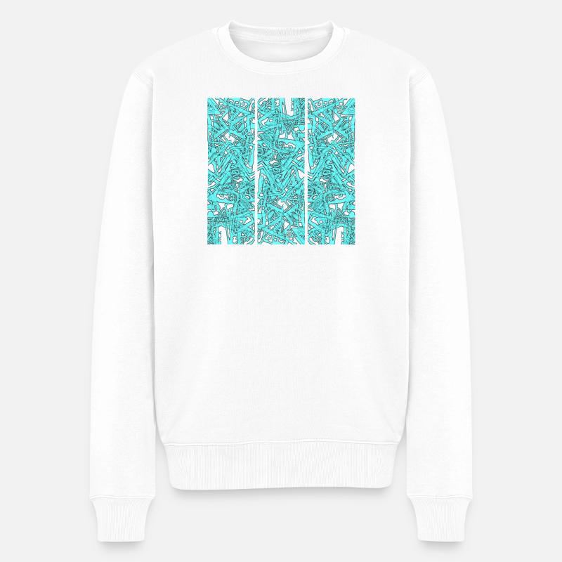 Türkises Chaos Triptychon - Männer Premium Bio Pullover - Weiß