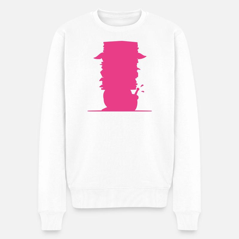 Schnecke Bücherstapel Flat Icon - Männer Premium Bio Pullover - Weiß