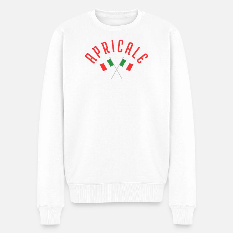Apricale kreuzte italienische Flaggen - Männer Premium Bio Pullover - Weiß