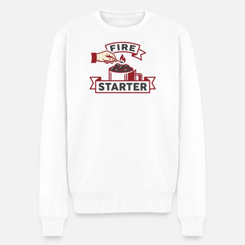 Feuerzünder: Ember Master - Männer Premium Bio Pullover - Weiß
