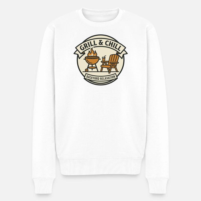 Grille et Détente Barbecue Boule Jardin - Pull Premium bio Homme - blanc