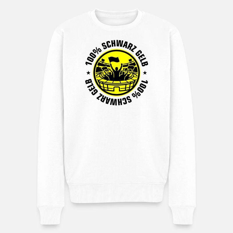 Schwarz Gelb Fans - Männer Premium Bio Pullover - Weiß