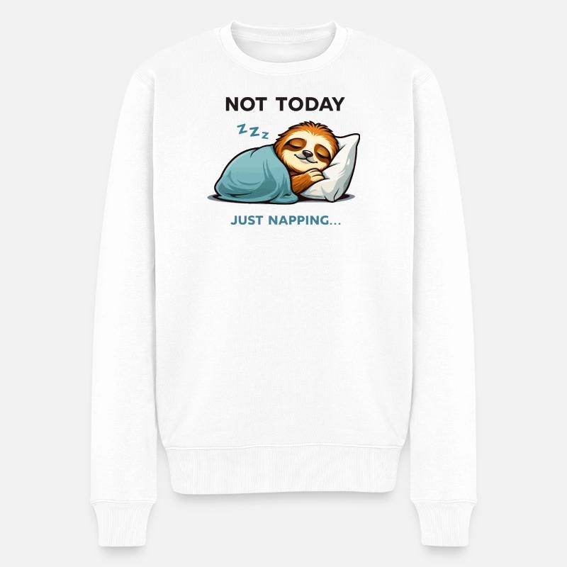 Nicht heute Faultier-Nickerchen-Tee - Männer Premium Bio Pullover - Weiß