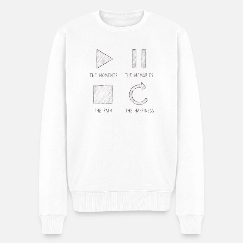 Pleine conscience, moments, souvenirs, bonheur - Pull Premium bio Homme - blanc