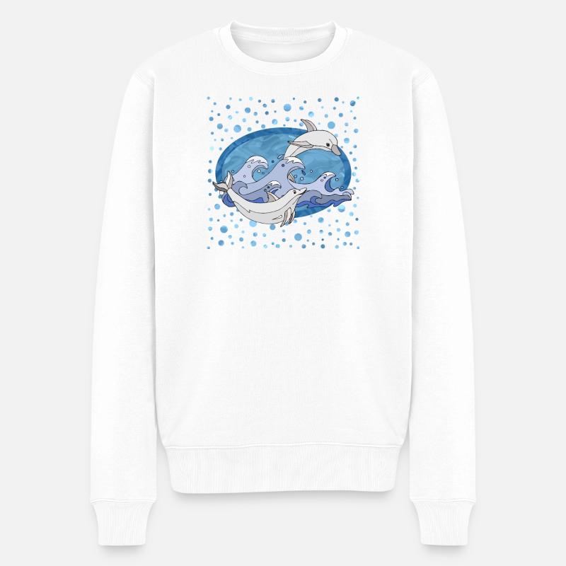 Delphine - Männer Premium Bio Pullover - Weiß