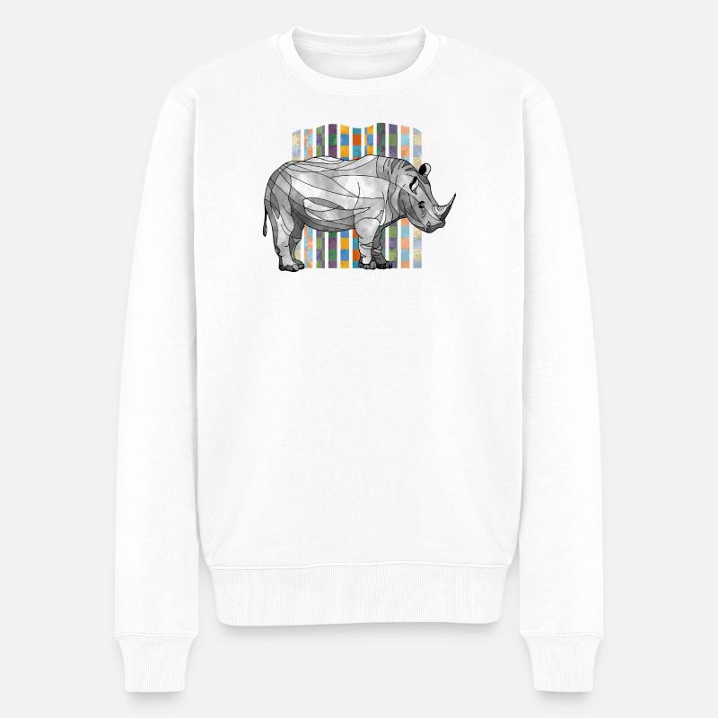 Nashorn - Männer Premium Bio Pullover - Weiß