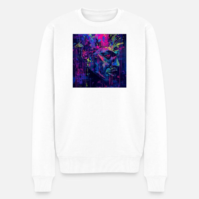 Portraits Graffiti Néon - Pull Premium bio Homme - blanc