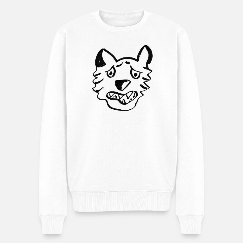 Loup Noir Lignes Graffiti - Pull Premium bio Homme - blanc