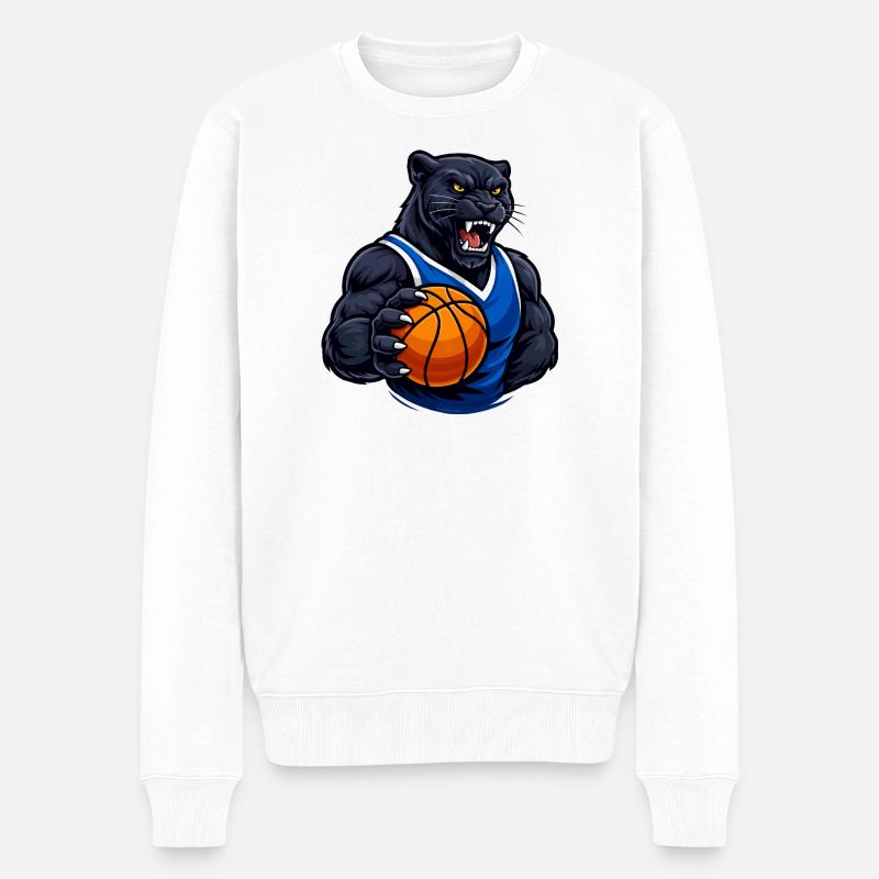 Panthère avec un motif de basket - Pull Premium bio Homme - blanc