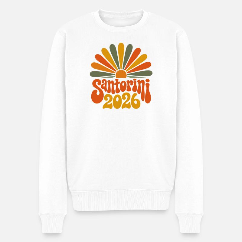 Santorini 2026 Sunburst - Männer Premium Bio Pullover - Weiß