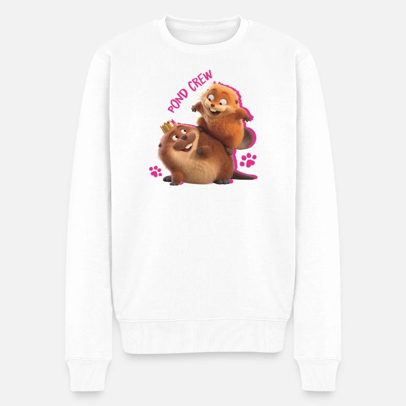 Hoppers Pond Crew King George Mit Mabel  - Männer Premium Bio Pullover - Weiß