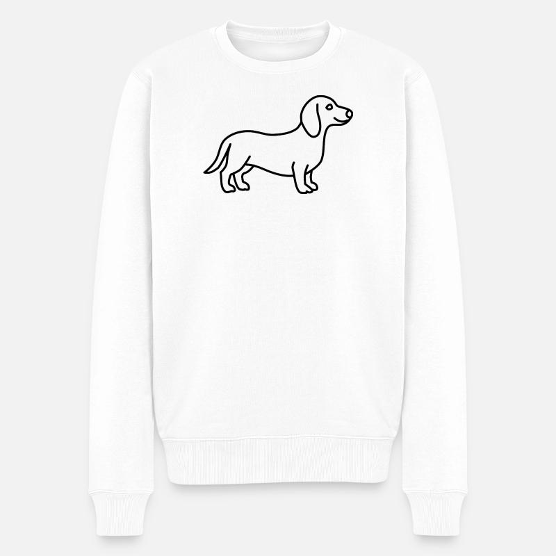 Dackel Kontur - Männer Premium Bio Pullover - Weiß