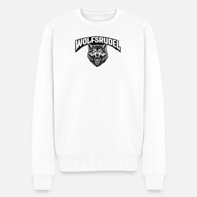 Wolfsrudel Kämpfergesicht Logo - Männer Premium Bio Pullover - Weiß